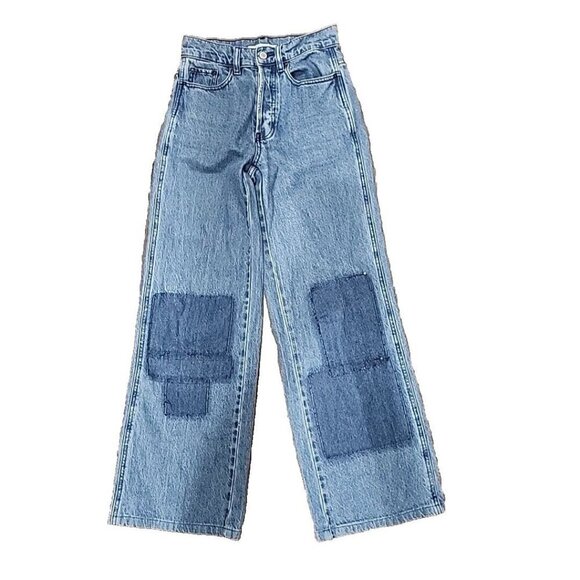 PacSun Denim - Pacsun Baggy Wide Leg Jeans Blue Denim Patchwork Women's 23